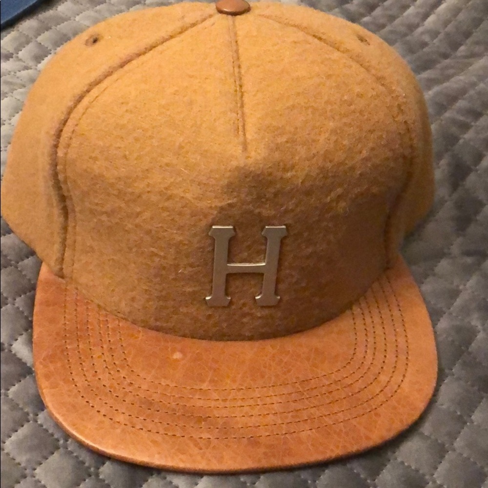 Tan Wool with leather bill HUF hat